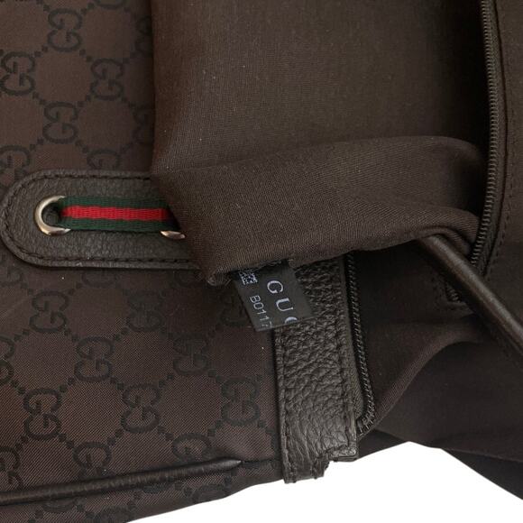 GUCCI Princy Sherry Line GG Canvas Brown Leather Trim Handbag EUC - Picture 11 of 16